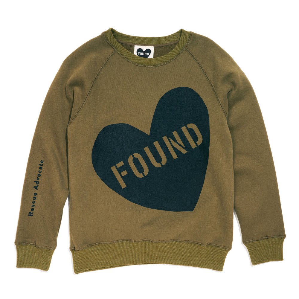 Big Full Heart Sweatshirts Premium Found My Animal Big Full Heart Sweatshirt, Olive + Lake