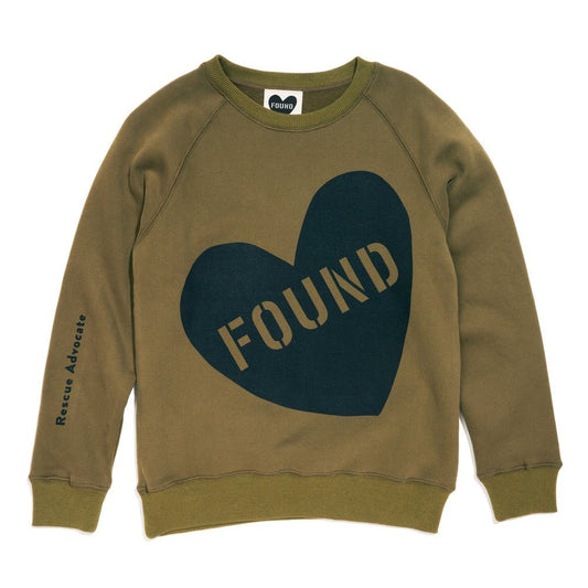 Big Full Heart Sweatshirts Premium Found My Animal Big Full Heart Sweatshirt, Olive + Lake