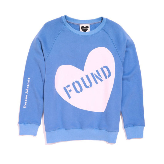 Big Full Heart Sweatshirts Premium Found My Animal Big Full Heart Sweatshirt, Periwinkle + Light Pink