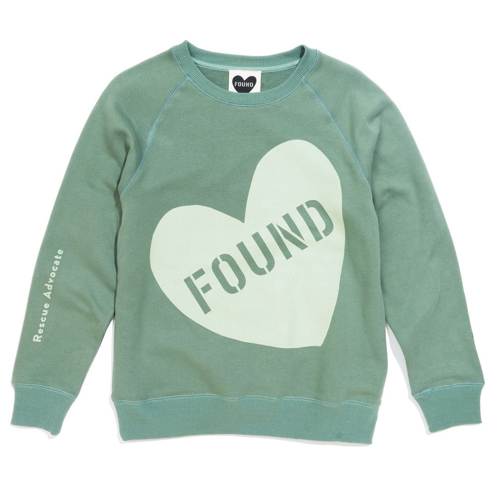 Big Full Heart Sweatshirts Premium Found My Animal Big Full Heart Sweatshirt, Sage + Mint