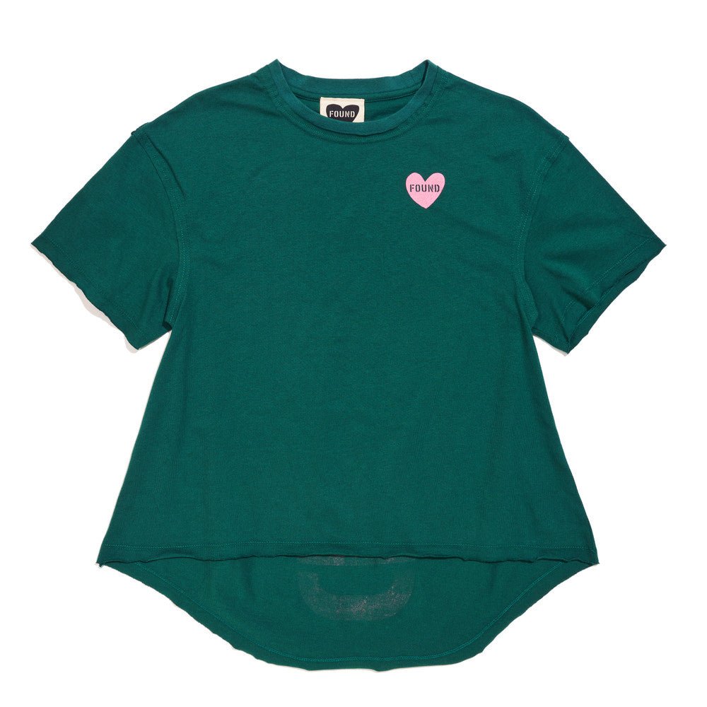 Big Full Heart T-Shirts Premium Found My Animal Big Full Heart T-Shirt, Hunter Green + Candy Pink