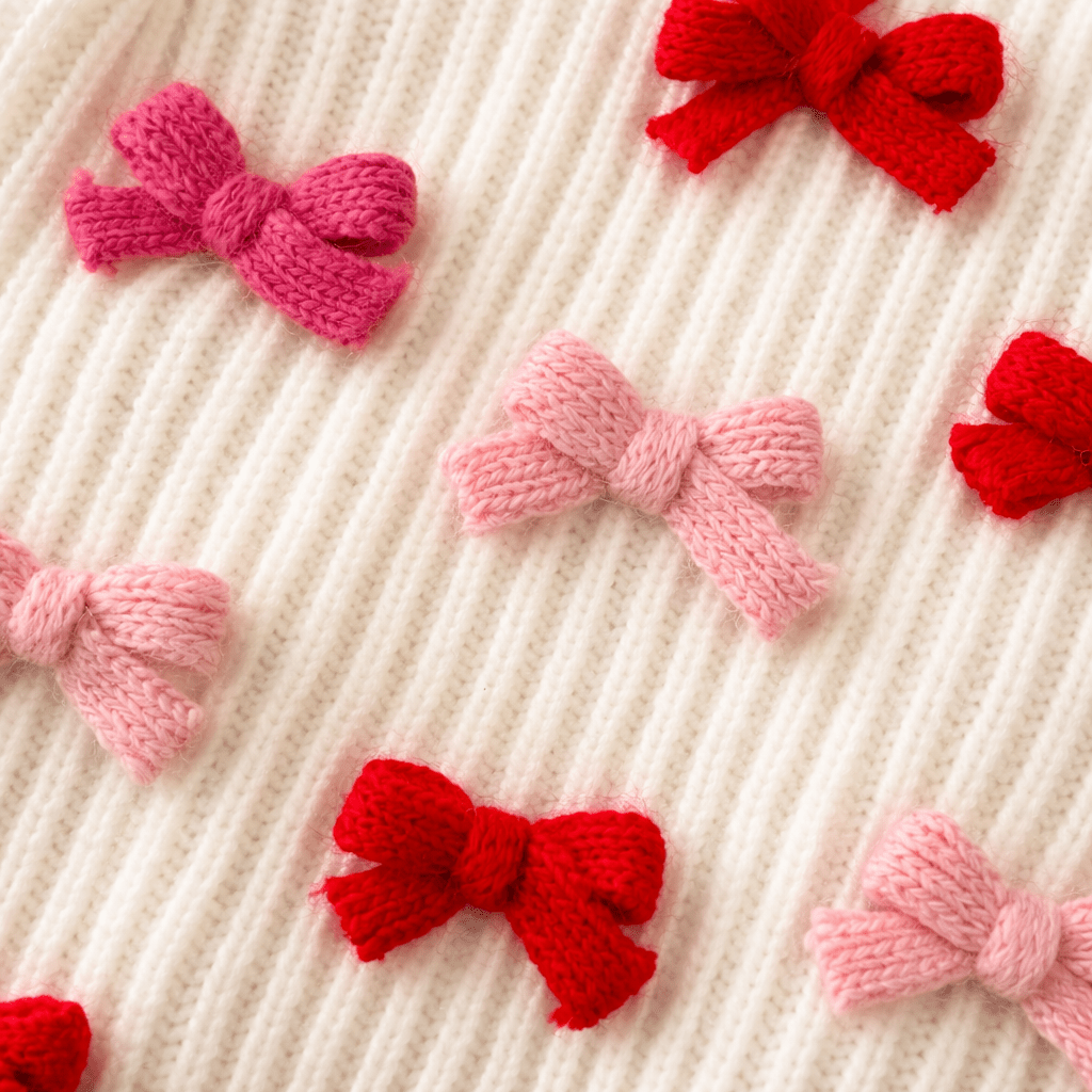 Puffers, Hoodies, Coats Premium Found My Animal Bow Sweater - Red & Pink