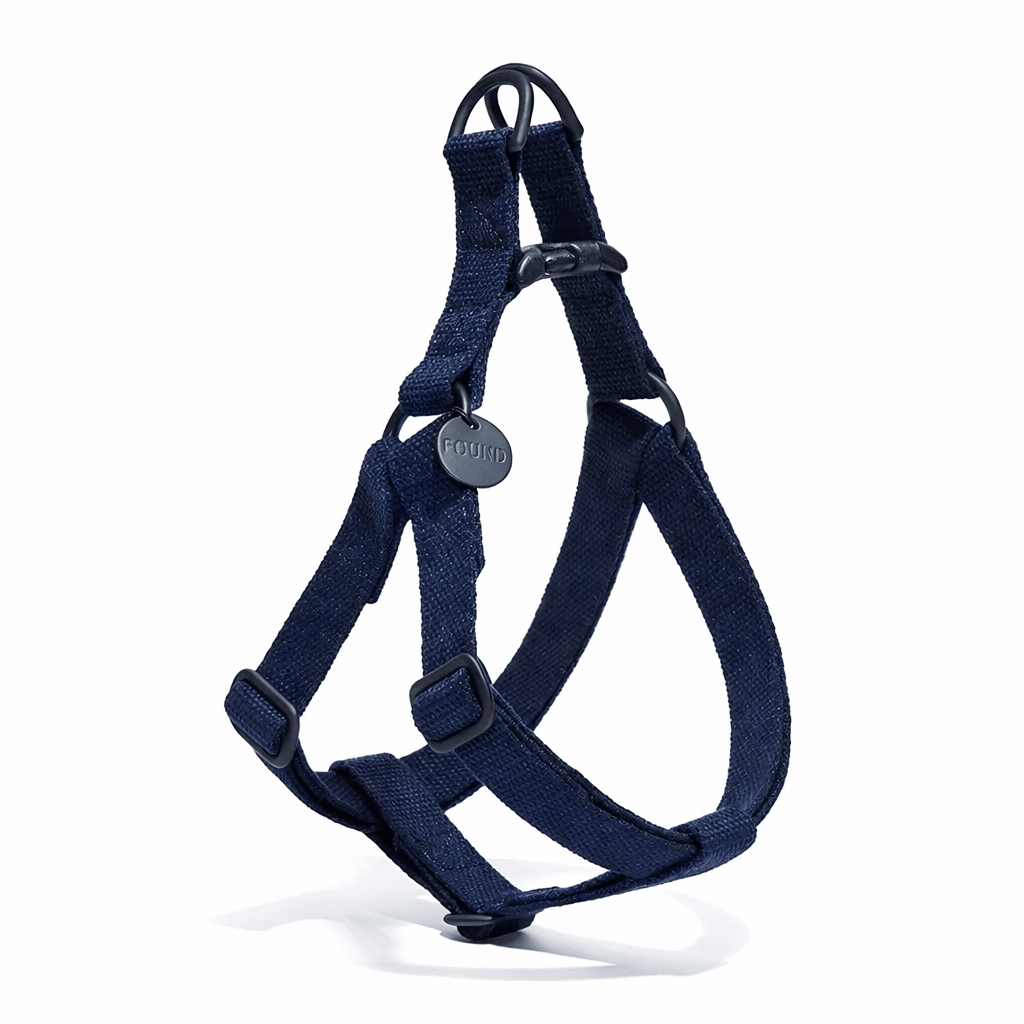 Dog & Cat Harnesses Premium Found My Animal Navy Cotton Dog & Cat Harness with Matte Black Hardware – Adjustable, Durable & Stylish