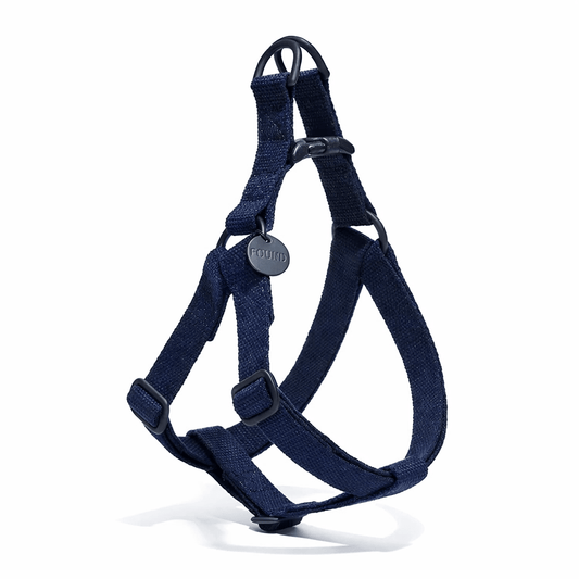 Dog & Cat Harnesses Premium Found My Animal Navy Cotton Dog & Cat Harness with Matte Black Hardware – Adjustable, Durable & Stylish