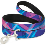 Dog Leash - Squares Stacked Blues/Pinks/Purples