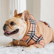 Frenchie Dog Hoodie - Tan Tartan
