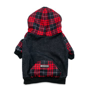 Frenchie Dog Hoodie - Red Tartan