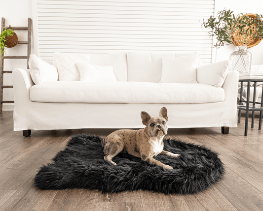 PupRug Faux Fur Orthopedic Dog Bed - Curve Midnight Black