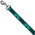 Dog Leash - Mustaches Mini/Single Repeat Black/Turquoise