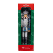 Kurt Adler Wooden 15-Inch Blue and Platinum Nutcracker