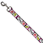 Dog Leash - Pure Punk w/Safety Pins Black/Fuchsia/White