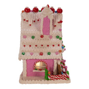 Kurt Adler 10-Inch Pink Battery-Operated Candy LED Gingerbread House Table Piece