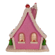 Kurt Adler 10-Inch Pink Battery-Operated Candy LED Gingerbread House Table Piece