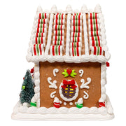 Kurt Adler 9 Inch Battery Operated Gingerbread House With Santa and Ribbon Candy Roof