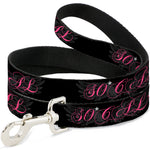 Dog Leash - SO CAL Script/Wings Black/Gray/Pink