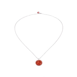 Sterling silver necklace with coin and red enamel