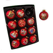 Kurt Adler 65mm 12 Days of Christmas Decorative Glass Balls, 12 Piece Set