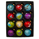 Kurt Adler 65MM Glass 12 Days Of Christmas Ball Ornaments, 12-Piece Boxed Set