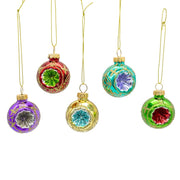 Kurt Adler 45MM Miniature Multicolored Glass Reflector Christmas Ornaments, 9-Piece Boxed Set