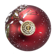 Kurt Adler 80MM Glass Red With Pinecone Design Ball Ornaments, 6 Piece Box Set