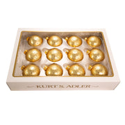 Kurt Adler 60MM Gold With Pattern Glass Ornaments, 12-Piece Box