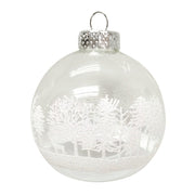 Kurt Adler 80MM Clear with White Tree Design Glass Ball Ornaments, 6 Piece Box