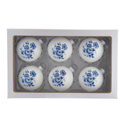Kurt Adler 80MM Delft Blue Shiny Glass Ball Ornaments, 6-Piece Set