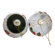 Kurt Adler 80MM Holly Leaves and Berries Glass Ball Ornaments, 6-Piece Set