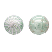 Kurt Adler 80MM Silver and Pale Aqua Embellished Ball Ornaments, 6 Piece Set