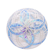 Kurt Adler 80MM Plaid Light Blue and Clear Glass Ball Ornaments, 6 Piece Set