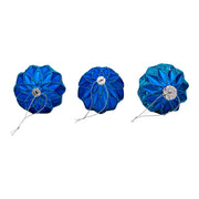 Kurt Adler 80MM Glittered, Sequin Blue Ball, Finial and Onion, 3 Piece Set