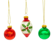 Kurt Adler 35MM Glass Green and Red Ball and Finial 12-Piece Ornament Set