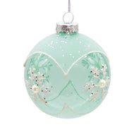 Kurt Adler 80MM Glass Teal Snowflake 6-Piece Ball Ornament Set