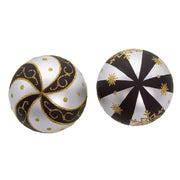 Kurt Adler 80 MM Silver/ Black/ Gold Glass Balls, 6-Piece Set