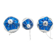 Kurt Adler 80MM Glass Blue Snowflake Ball, Onion and Teardrop Shaped Ornaments, 3-Piece Set