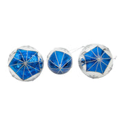 Kurt Adler 80MM Glass Blue Snowflake Ball, Onion and Teardrop Shaped Ornaments, 3-Piece Set