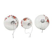 Kurt Adler 80MM Glass Transparent Cardinal Ball, Onion and Teardrop Shaped Ornaments, 3-Piece Set