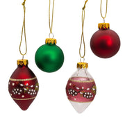 Kurt Adler 35MM Glass Green and Burgundy With Pinecone Ball 12-Piece Ornament Set