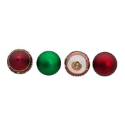 Kurt Adler 35MM Glass Green and Burgundy With Pinecone Ball 12-Piece Ornament Set
