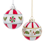 Kurt Adler 80mm Holly Leaves Glass Ball 6-Piece Ornament Set