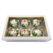 Kurt Adler 80MM Glass Holly and Bow Ball 6-Piece Ornament Set