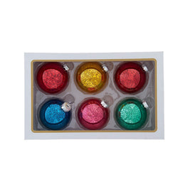 Kurt Adler 80MM Mercury Glass Multicolor Ball Ornament, 6-Piece Box