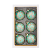 Kurt Adler 80MM Glass Teal and Blue Glass Ornaments, 6-Piece Box