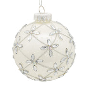 Kurt Adler 80MM Glass Silver Jeweled Ball Ornaments, 6-Piece Box