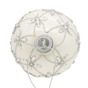 Kurt Adler 80MM Glass Silver Jeweled Ball Ornaments, 6-Piece Box