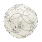 Kurt Adler 80MM Glass Silver Jeweled Ball Ornaments, 6-Piece Box