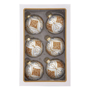 Kurt Adler 80MM Glass Silver and Gold Ball Ornaments, 6-Piece Set