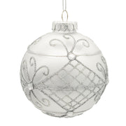 Kurt Adler 80MM Glass Silver Decorative Ball Ornaments, 6-Piece Set