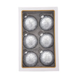 Kurt Adler 80MM Glass Silver Decorative Ball Ornaments, 6-Piece Set