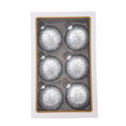 Kurt Adler 80MM Glass Silver Decorative Ball Ornaments, 6-Piece Set